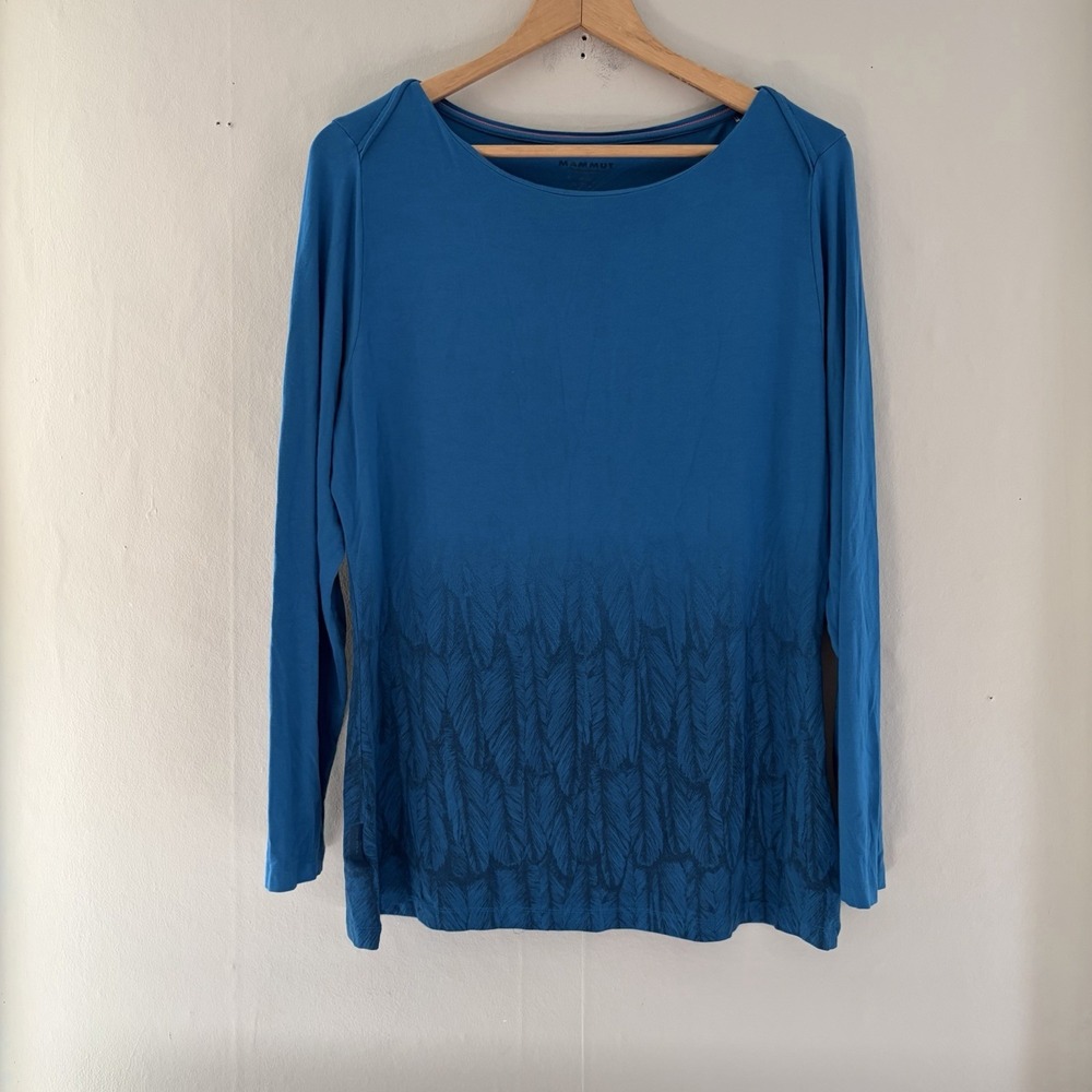 Mammut Womens Base Layer Size XL Blue Trees Modal Hiking Outdoors Thermal